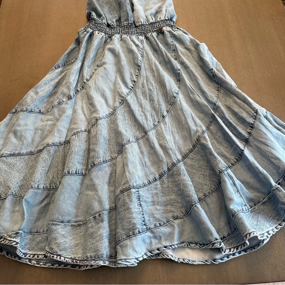 YOUNG THREADS Noelle Tiered Denim Patchwork Halte… - image 7